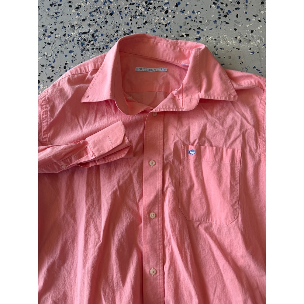 Southern Tide Mens Button Down Shirt Long Sleeve Salmon Pink Casual
